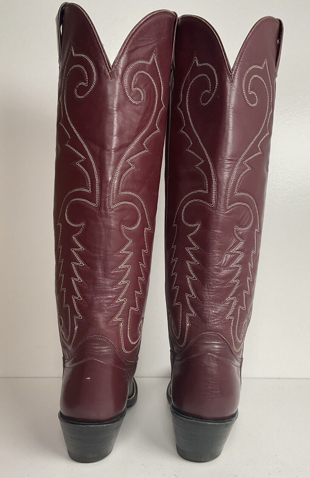 Vintage Hondo 18” Burgundy Cowgirl Boots 6.5 A Stitched