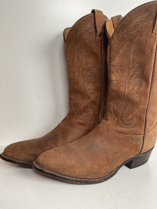 Tony Lama Full Rough Out Suede Cowboy Boots 12 D USA Made