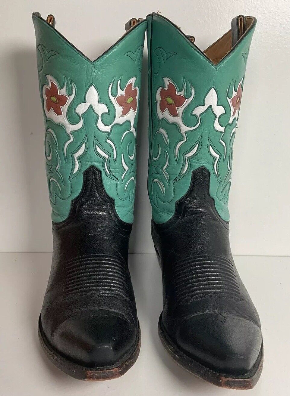 Old Gringo Turquoise Flower Cowgirl Boots 7 B Tooled Inlay Shorty