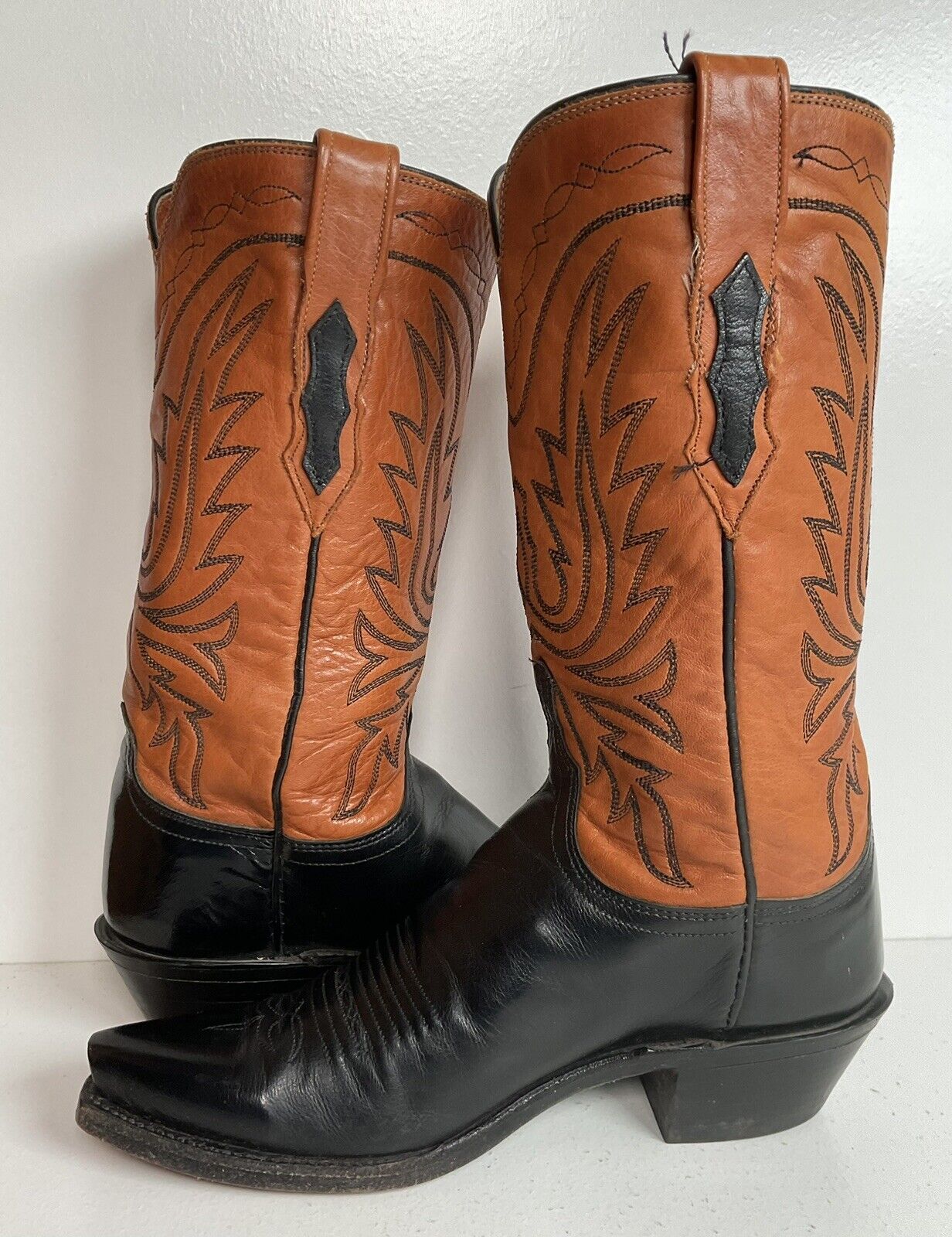 Lucchese 1883 Leather Cowgirl Boots 6.5 B Stitched Rust Brown