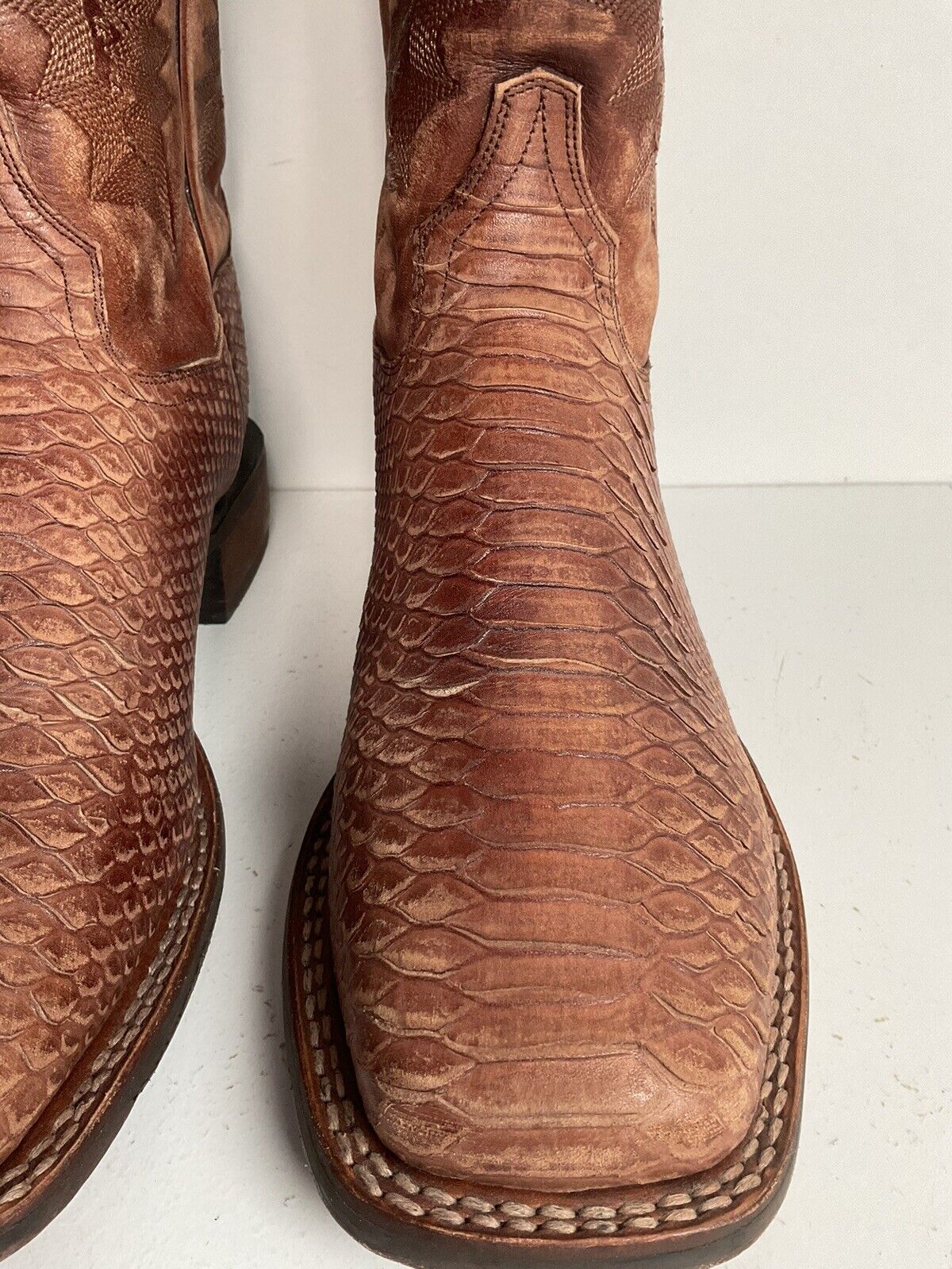 Dan Post Square Toe Python Snake Print Cowboy Boots 9.5 D DP4526