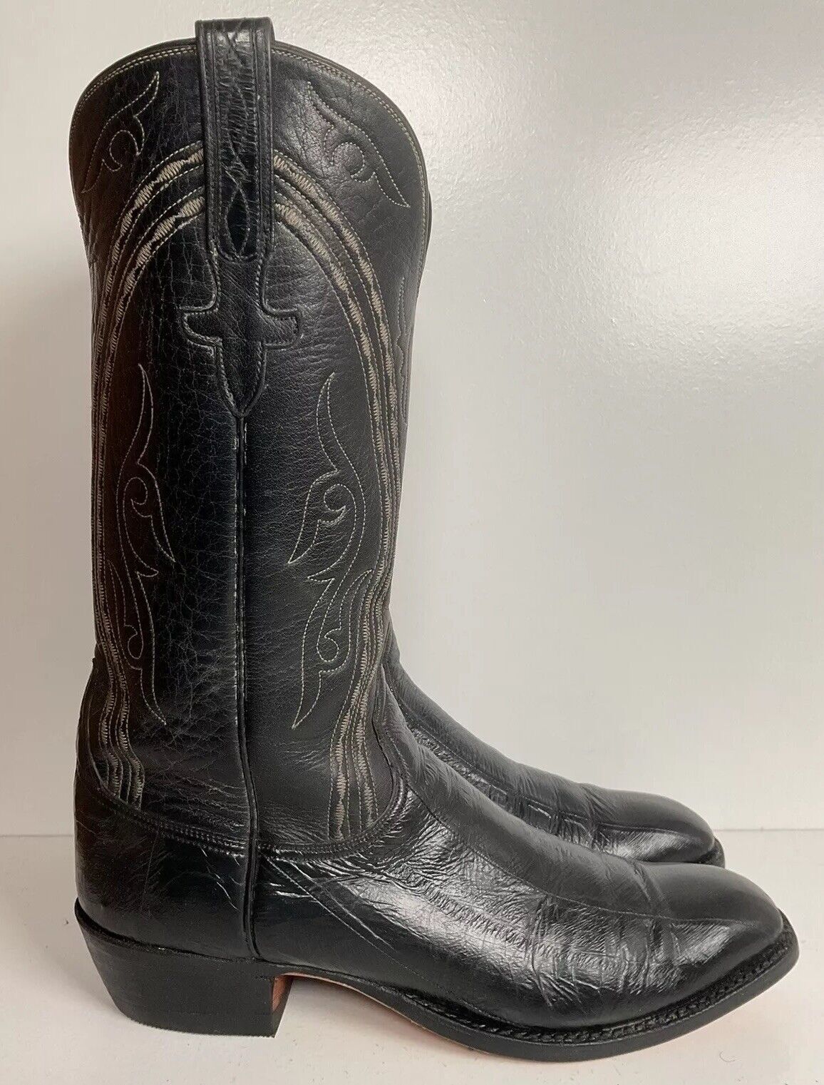 Lucchese San Antonio Exotic Eel Cowboy Boots 9 B Vintage French Toe