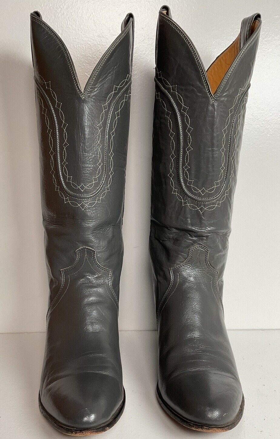 Vintage Justin Tall Grey Cowgirl Boots 7 B USA Made