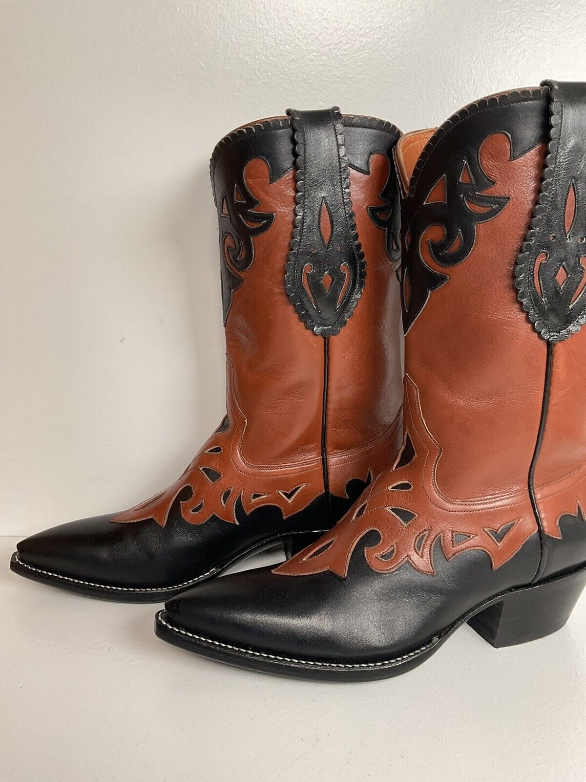 Vintage Rocketbuster Cowgirl Boots 4.5 Men | 5.5-6 Women Tooled Overlay Mule Ear