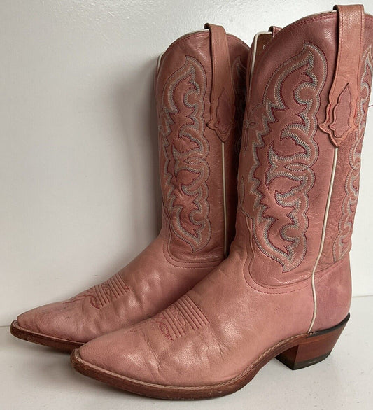 Tony Lama Dusty Pink Cowgirl Boots 7.5 B Distressed