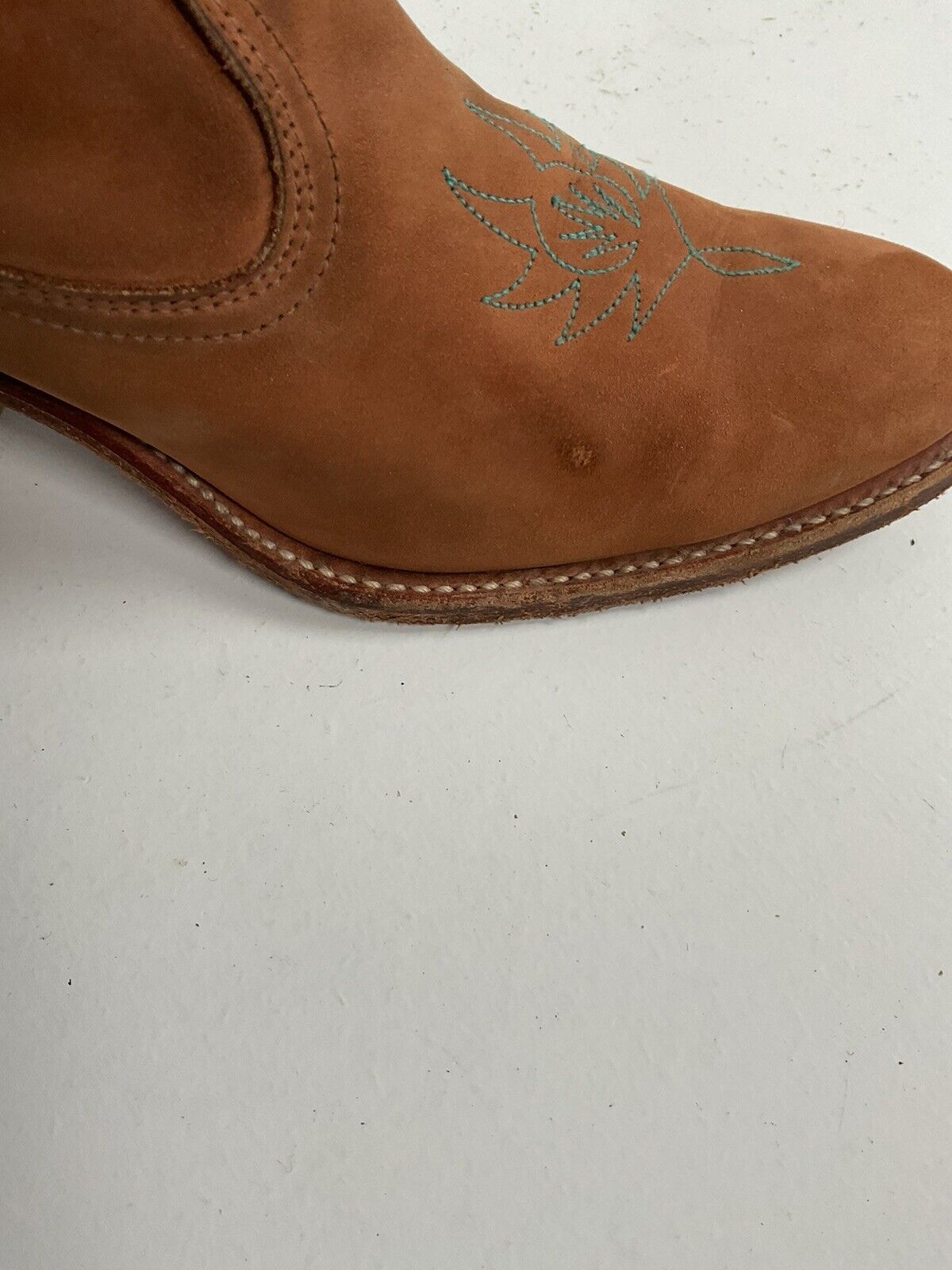 Vintage Dingo Acme Nubuck Suede Cowgirl Boots 8 M Dream Catcher Stitching