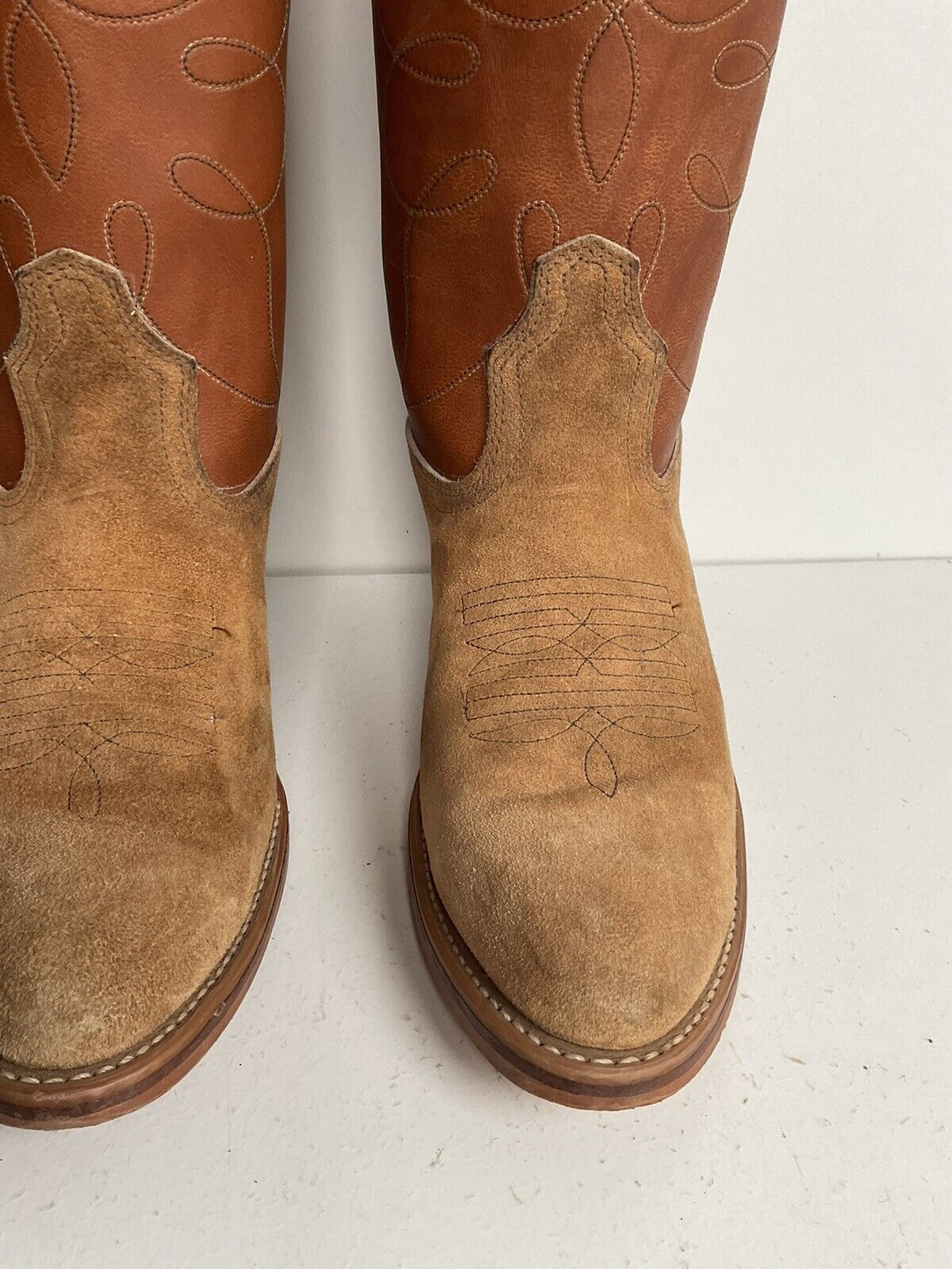 Vintage Dingo Acme Men’s Suede Rough Out Buckaroo Cowboy Boots 8 B USA Made