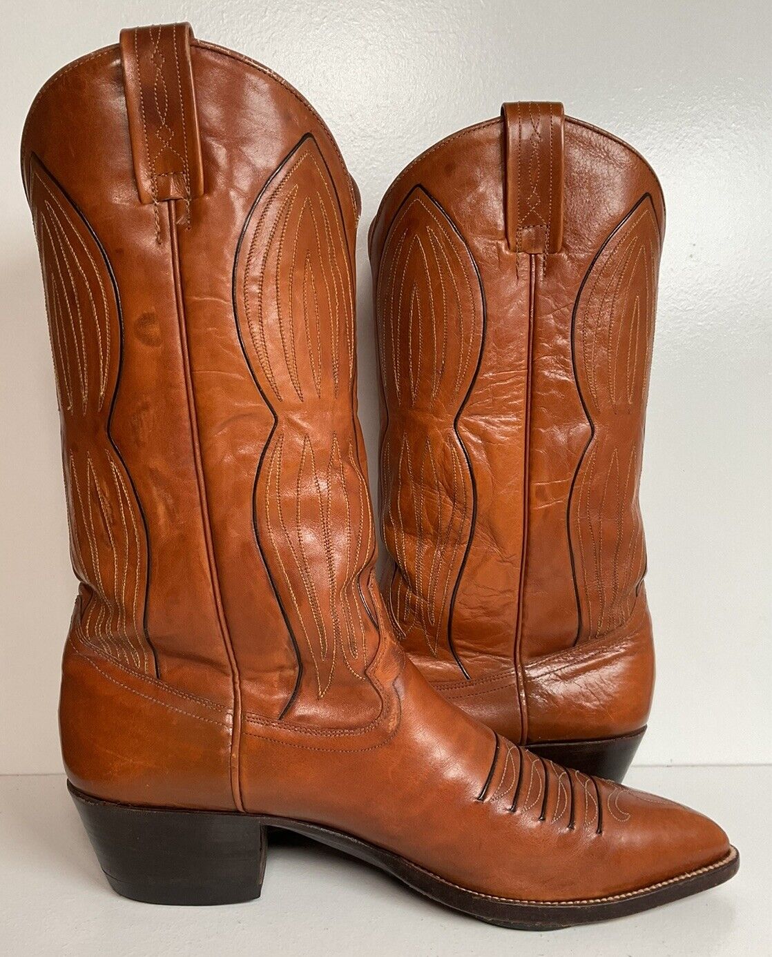 Vintage Dan Post Line Dancing Cowboy Boots 12 B Made in Spain