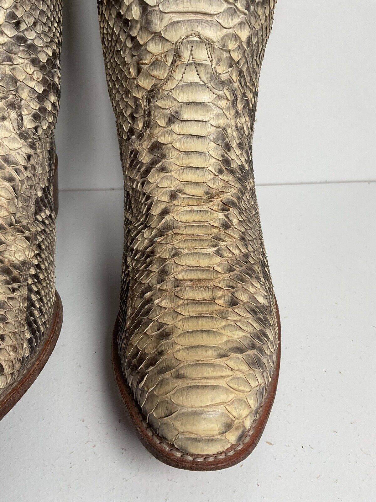 Frye Deborah Full Python Snakeskin Cowgirl Boots 9 M Goodyear Welt Spain