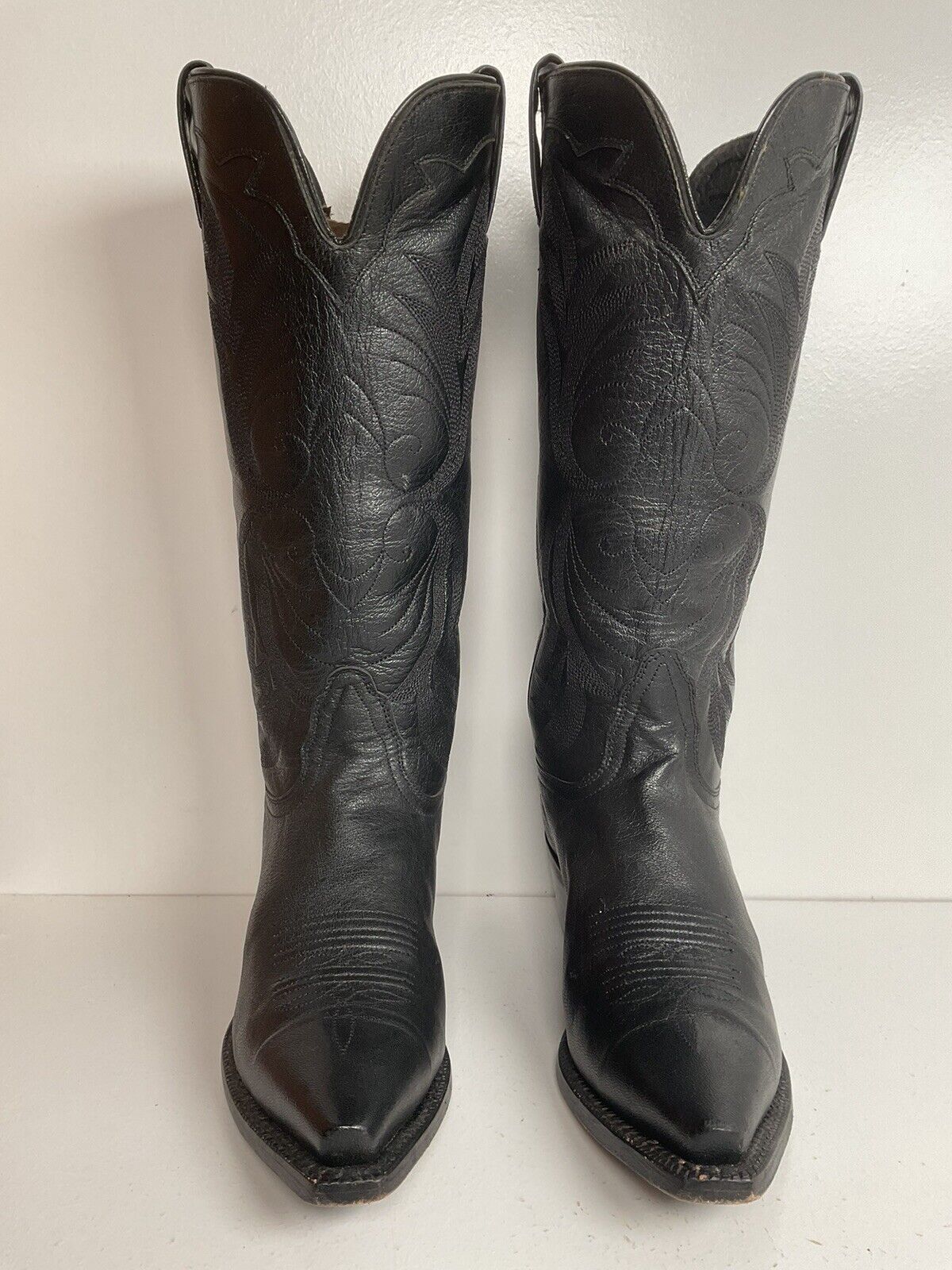 Nocona 15” Tall Black Leather Cowgirl Boots 6.5 B