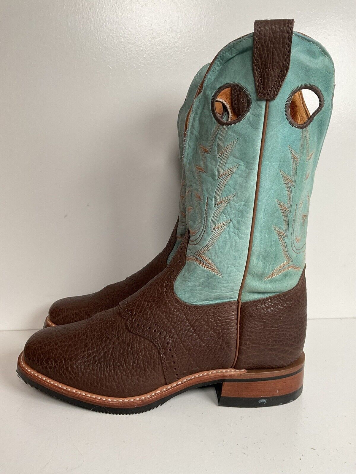 Boulet Turquoise Buckaroo Cowgirl Boots 9.5 C Crepe Sole