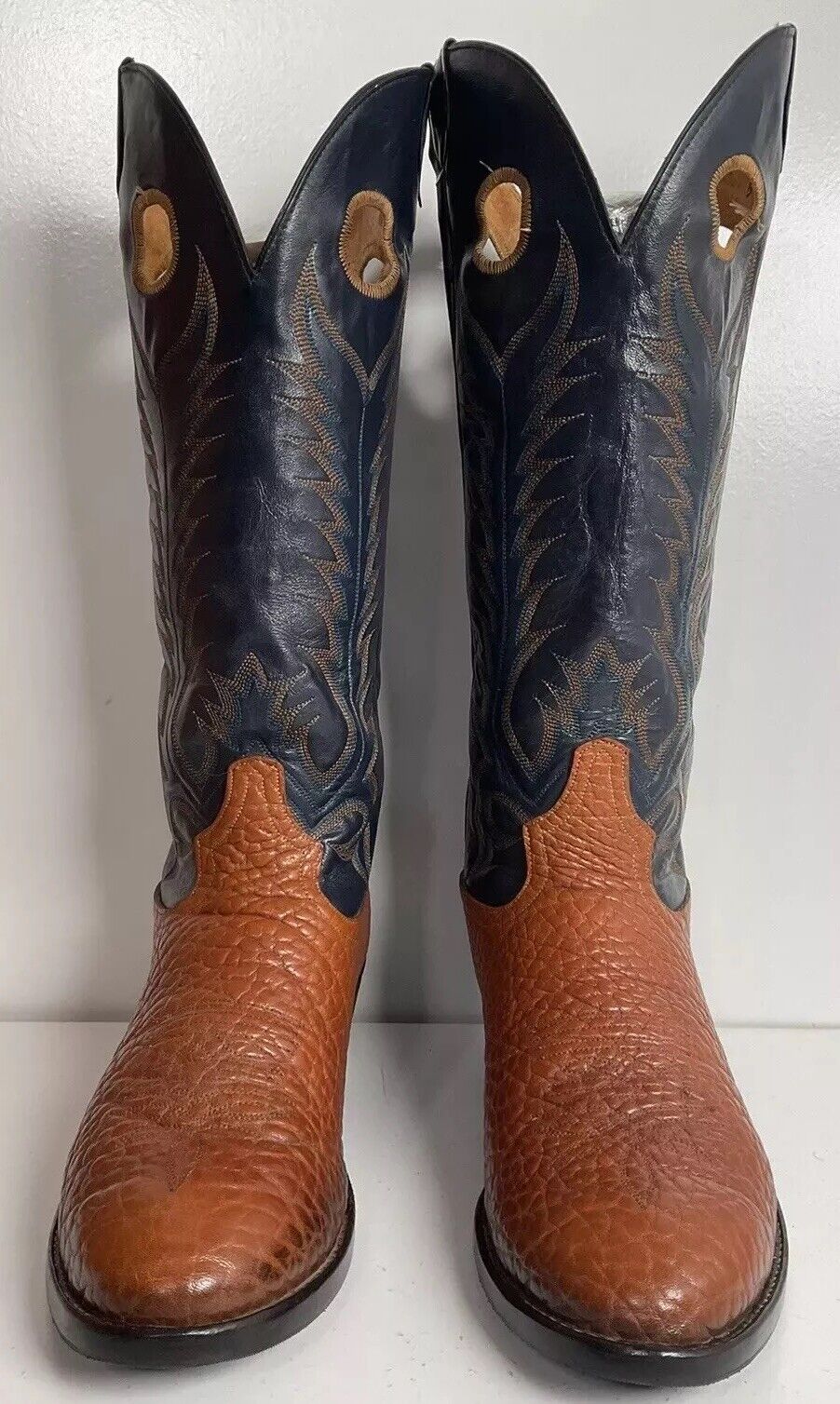 Vintage Tony Lama Buckaroo Cowboy Boots 8.5 D Bullhide Vamp Sole Savers