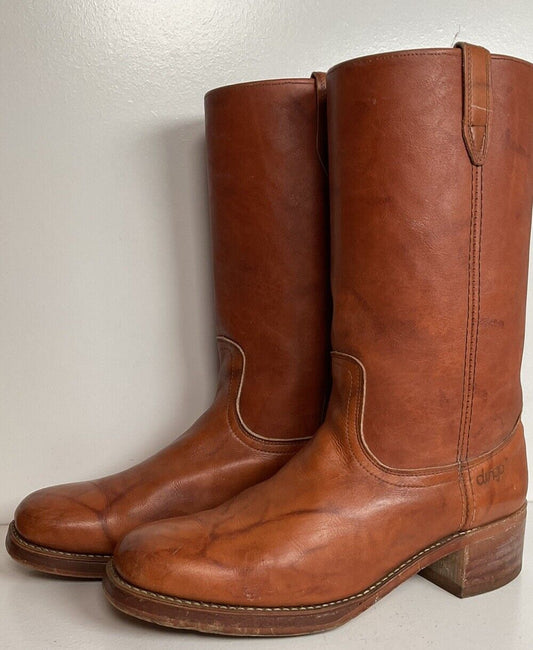 Vintage Dingo Acme Leather Campus Boots 12 D USA Made Thrashed