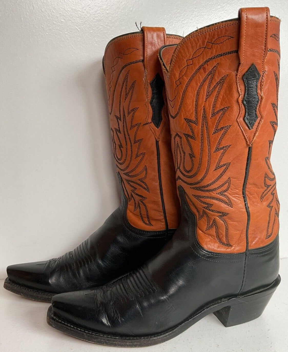 Lucchese 1883 Leather Cowgirl Boots 6.5 B Stitched Rust Brown