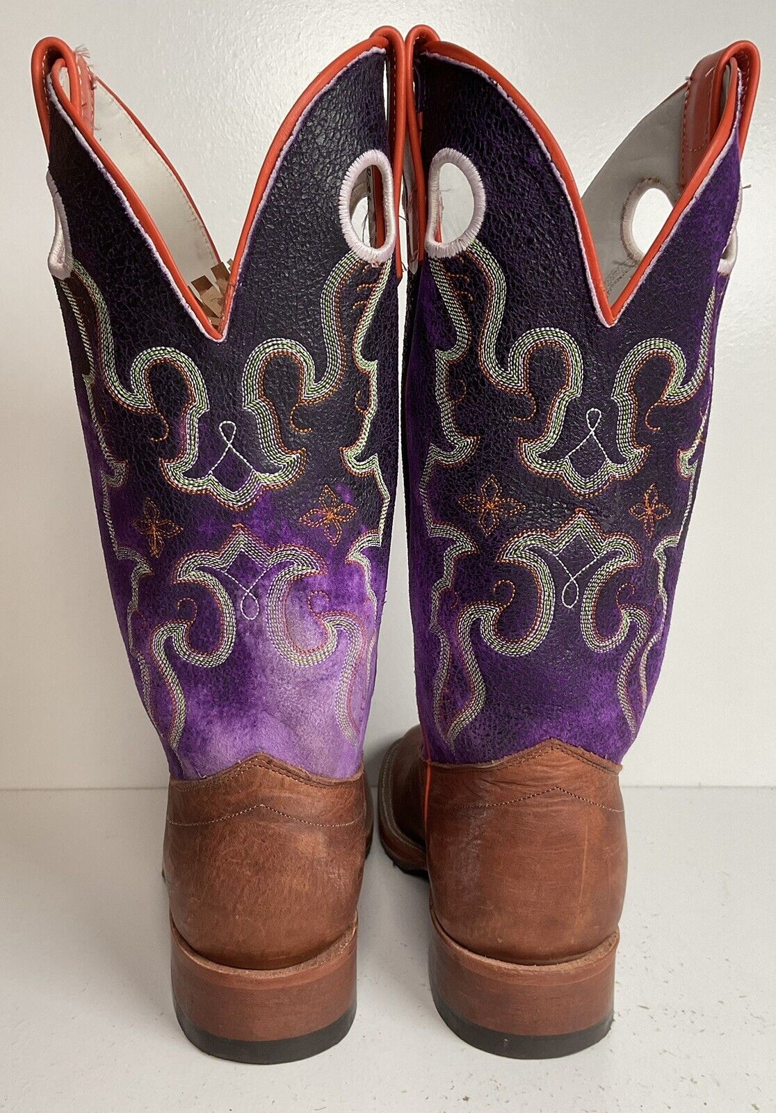 Olathe Custom Purple Buckaroo Cowboy Boots 8 D Punchy Distressed Crystal Suede