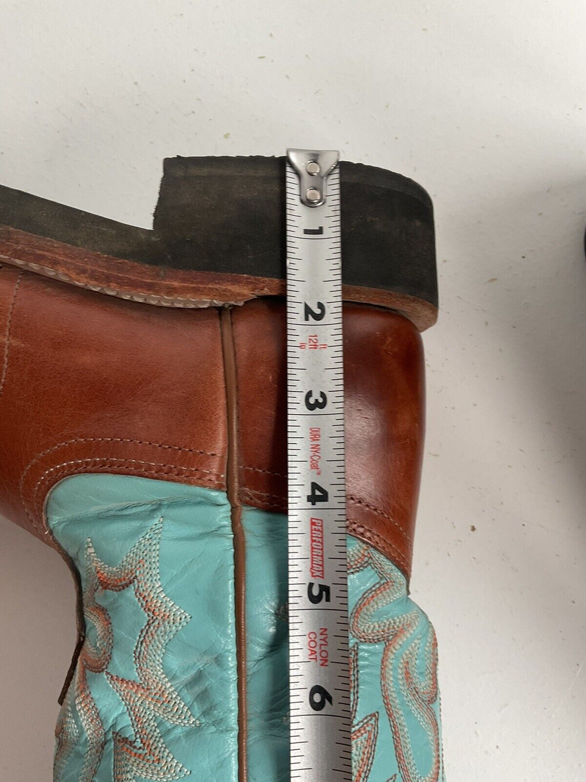 Boulet Exotic Ostrich Quill Cowgirl Roper Boots 7 C Crepe Turquoise