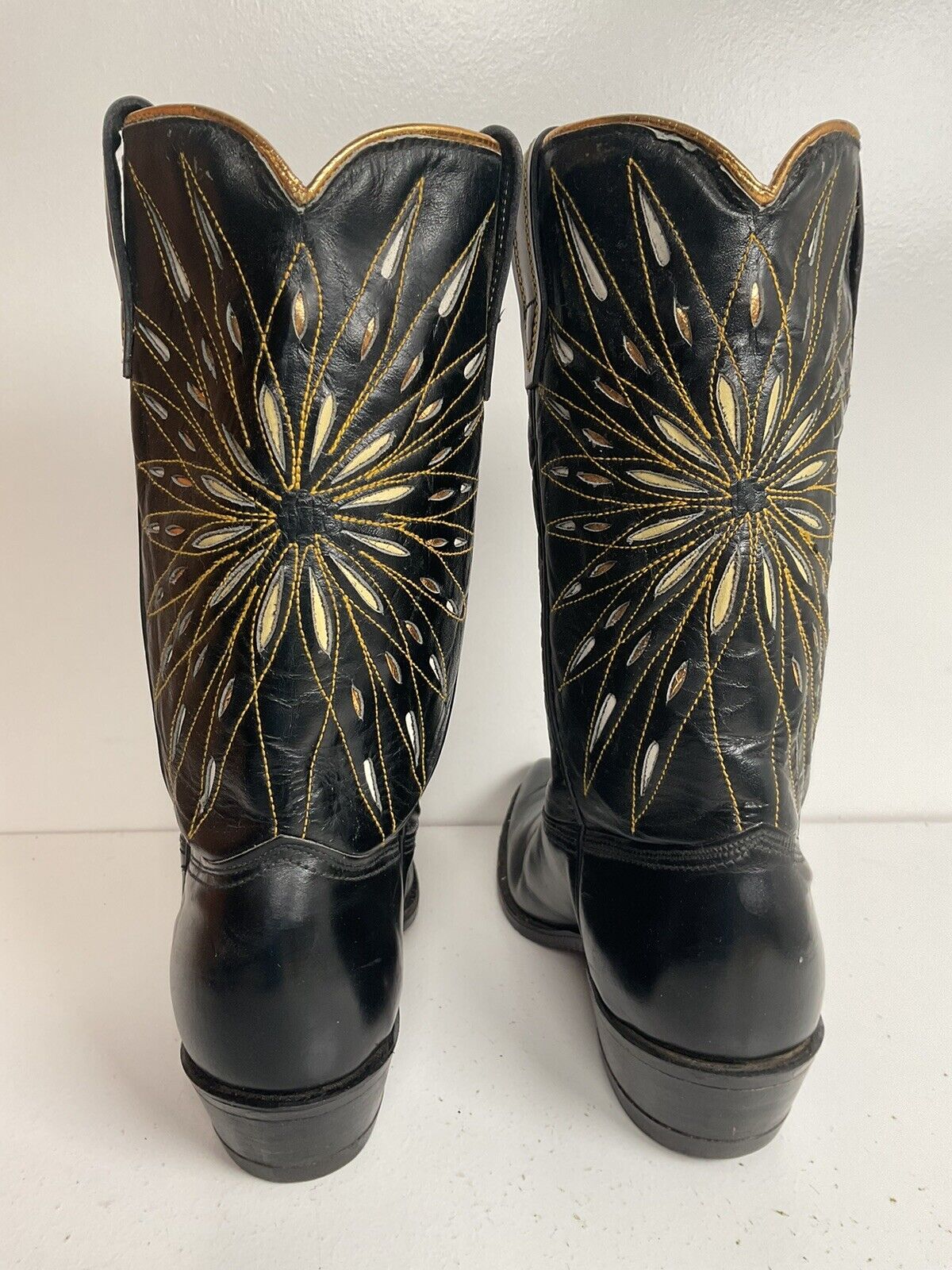 Vintage Acme Pee Wee Cowgirl Boots 4.5-5 Tooled Starburst Inlay Old Label 50s