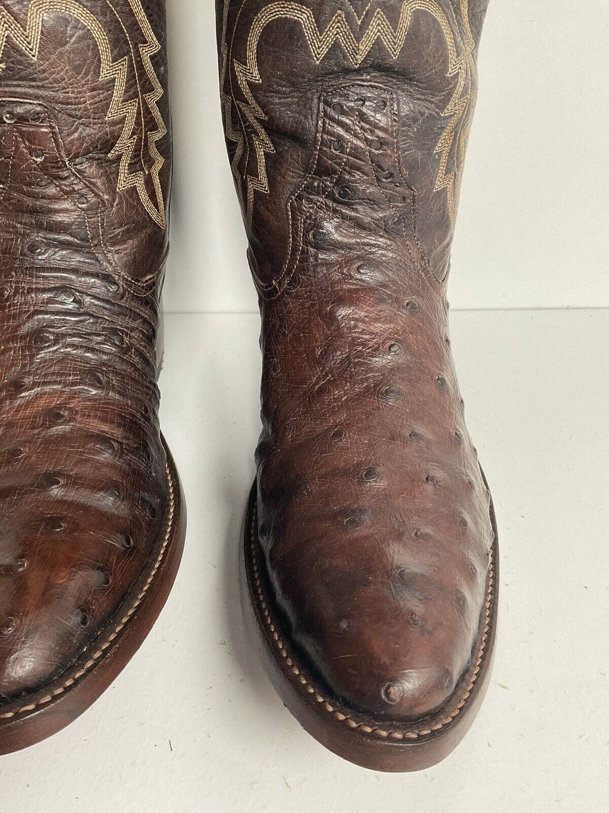 Vintage Rios Of Mercedes Exotic Ostrich Quill Cowboy Boots 8.5 B New Welts