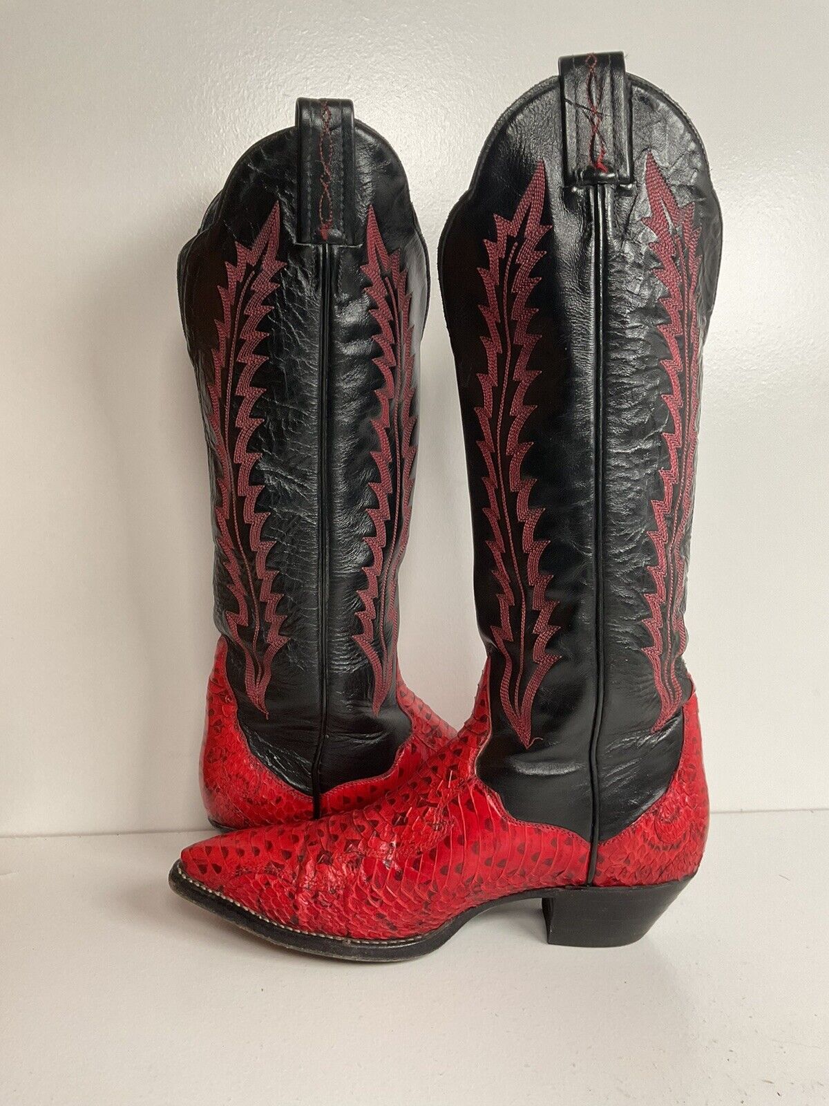 Tony Lama 15” Tall Red Snakeskin Cowgirl Boots 6 M Thieves Market