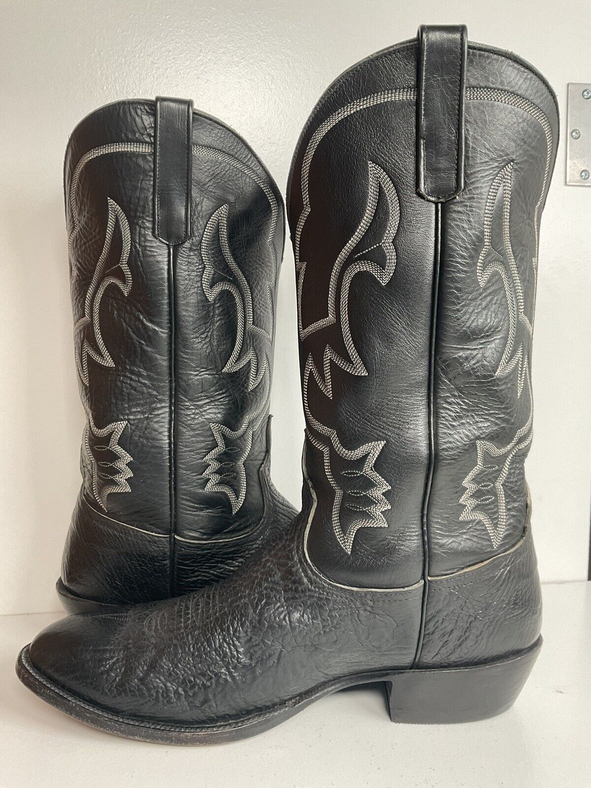 Anderson Bean Black Bullhide Cowboy Boots 12 EE USA Made