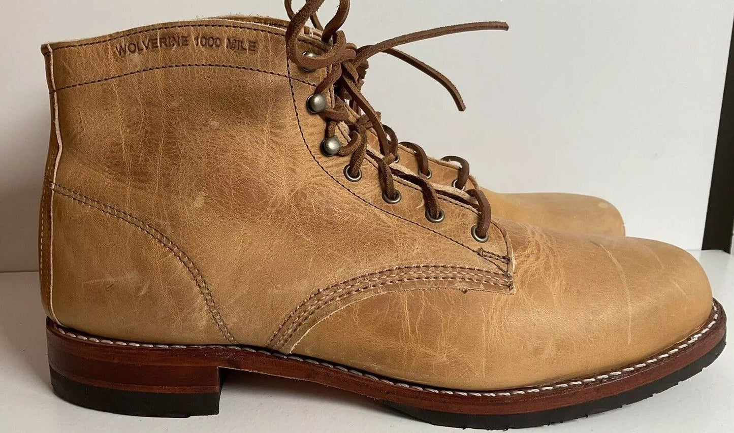 Wolverine Thousand Mile Leather Chukka Boots 14 D USA Made Golden Tan