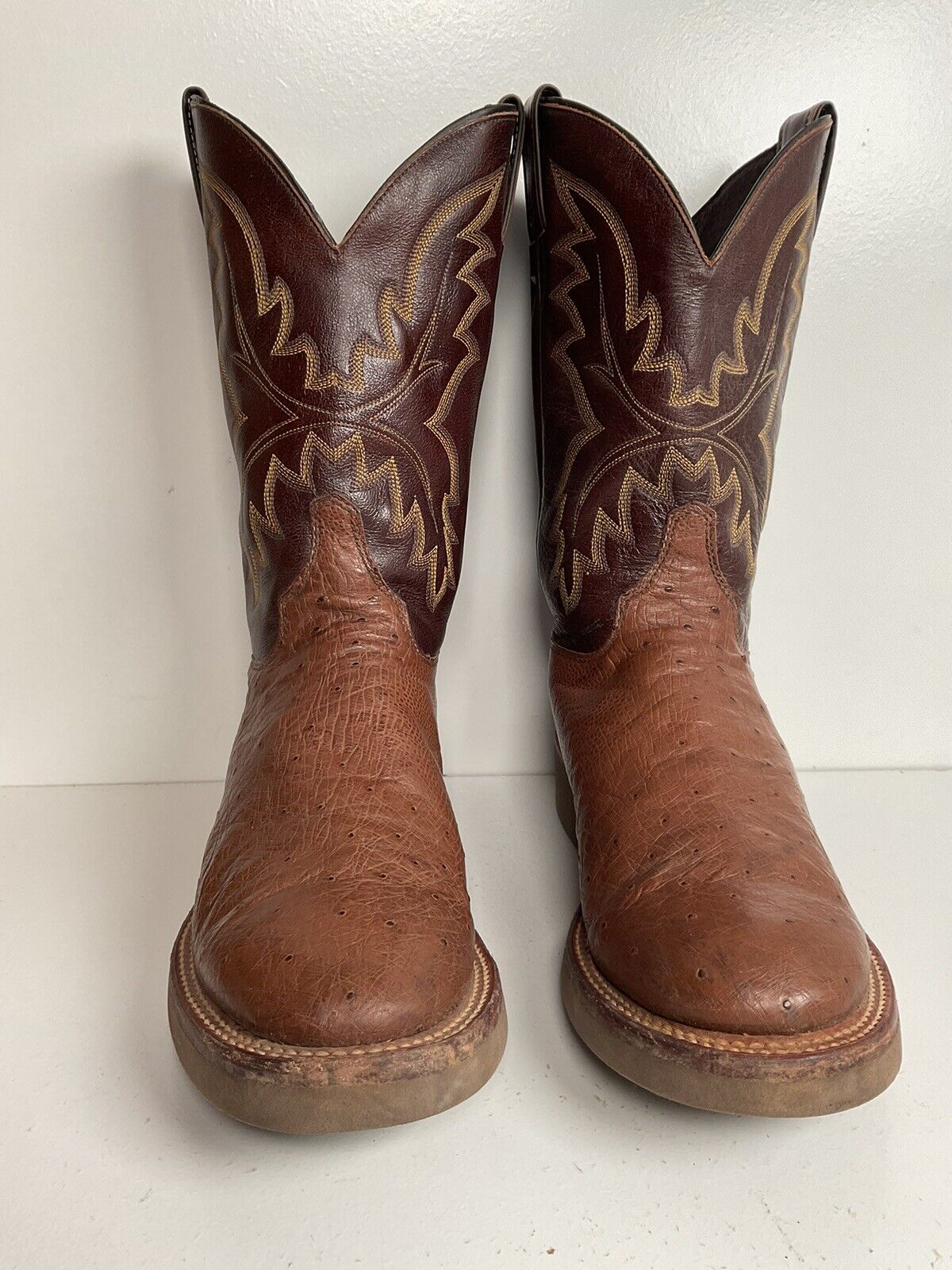 Justin Exotic Smooth Ostrich Tekno Crepe Western Work Boots 8.5 EE Style 5131