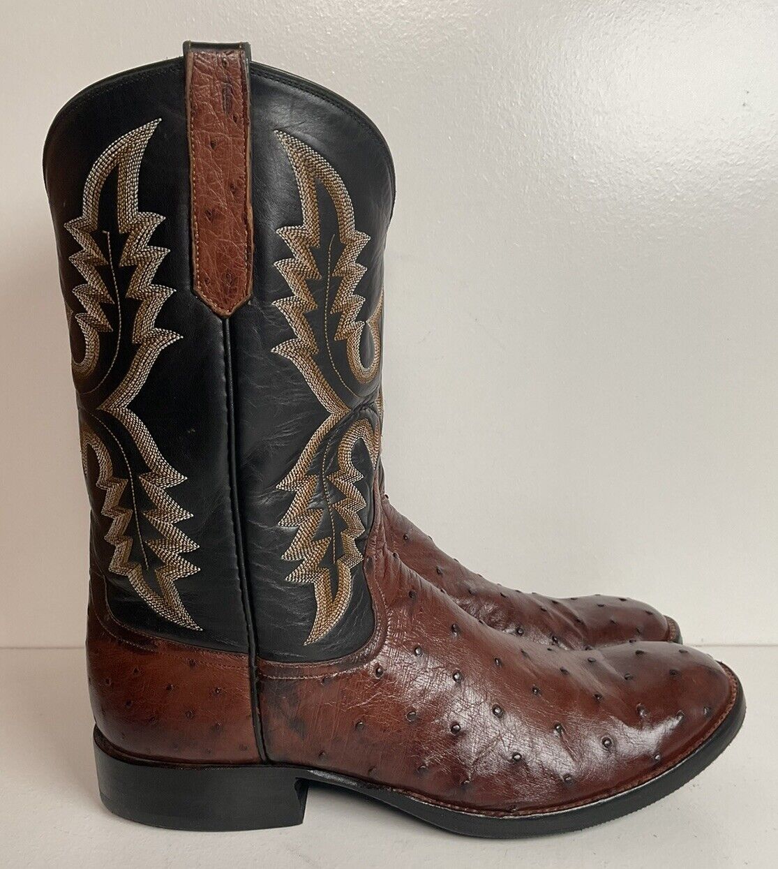 Rios Of Mercedes Exotic Ostrich Quill Roper Boots 9.5 D New Sole Savers