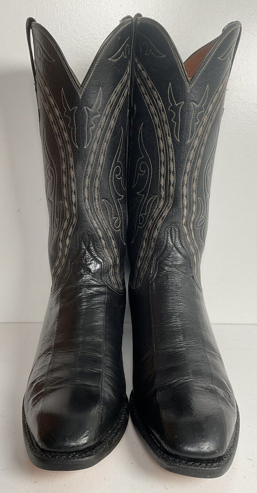 Lucchese San Antonio Exotic Eel Cowboy Boots 9 B Vintage French Toe