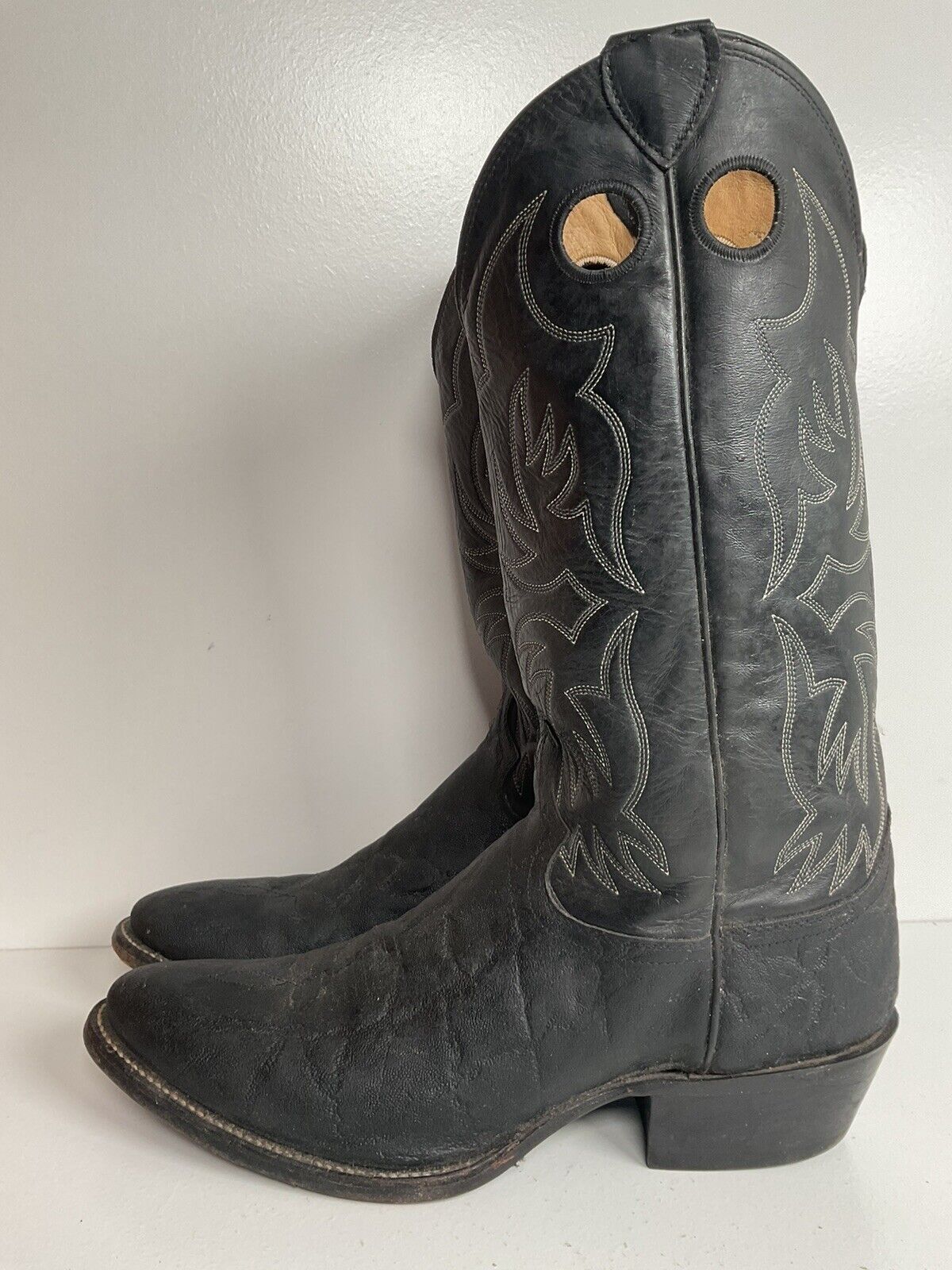 Justin Faux Elephant Print On Cowhide Buckaroo Cowboy Boots 10 D Punchy