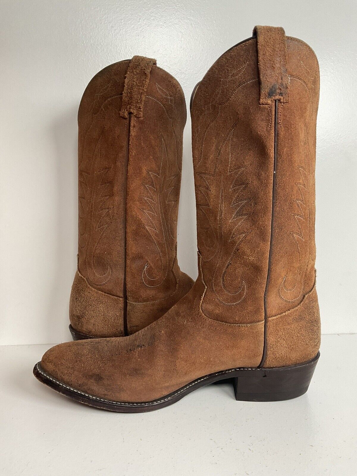 Tony Lama Full Rough Out Suede Cowboy Boots 12 D USA Made