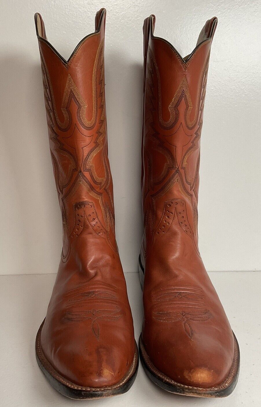 Rios of Mercedes Brown Leather Cowboy Boots 13 A Distressed