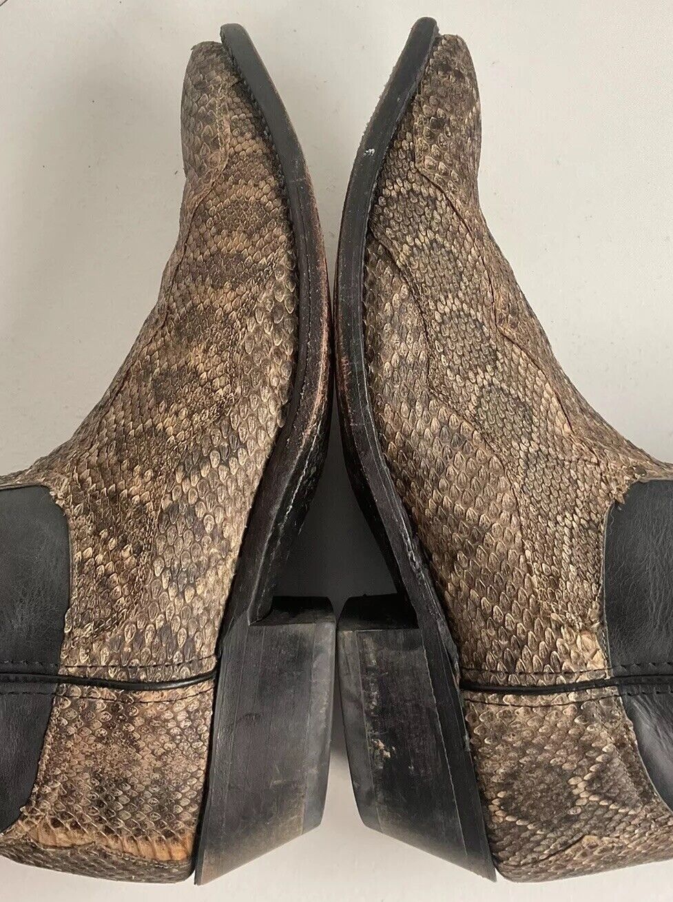 Code West For Dan Post Diamondback Rattlesnake Cowboy Boots 11 M Snip Toe