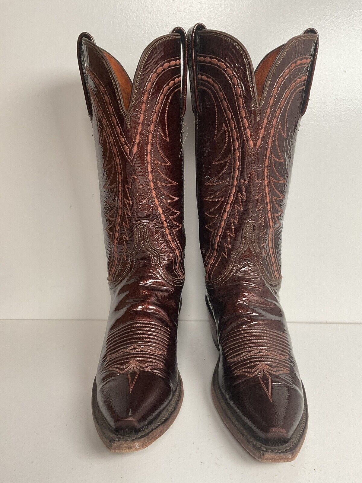 Lucchese Women’s 1883 Glossy Patent Leather Cowgirl Boots 6 B