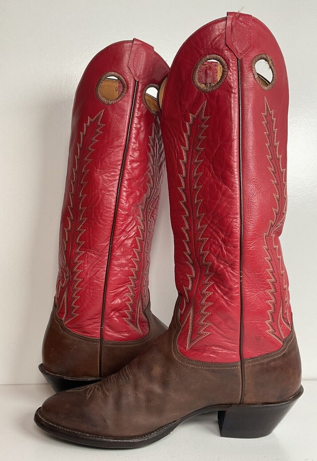 Vintage Tony Lama 18” Buckaroo Cowboy Boots 11 D Punchy USA