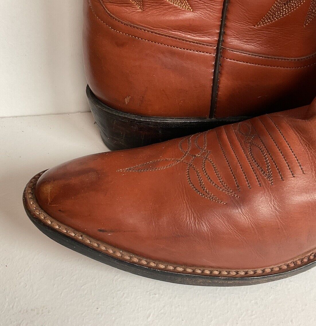 Rios of Mercedes Brown Leather Cowboy Boots 13 A Distressed