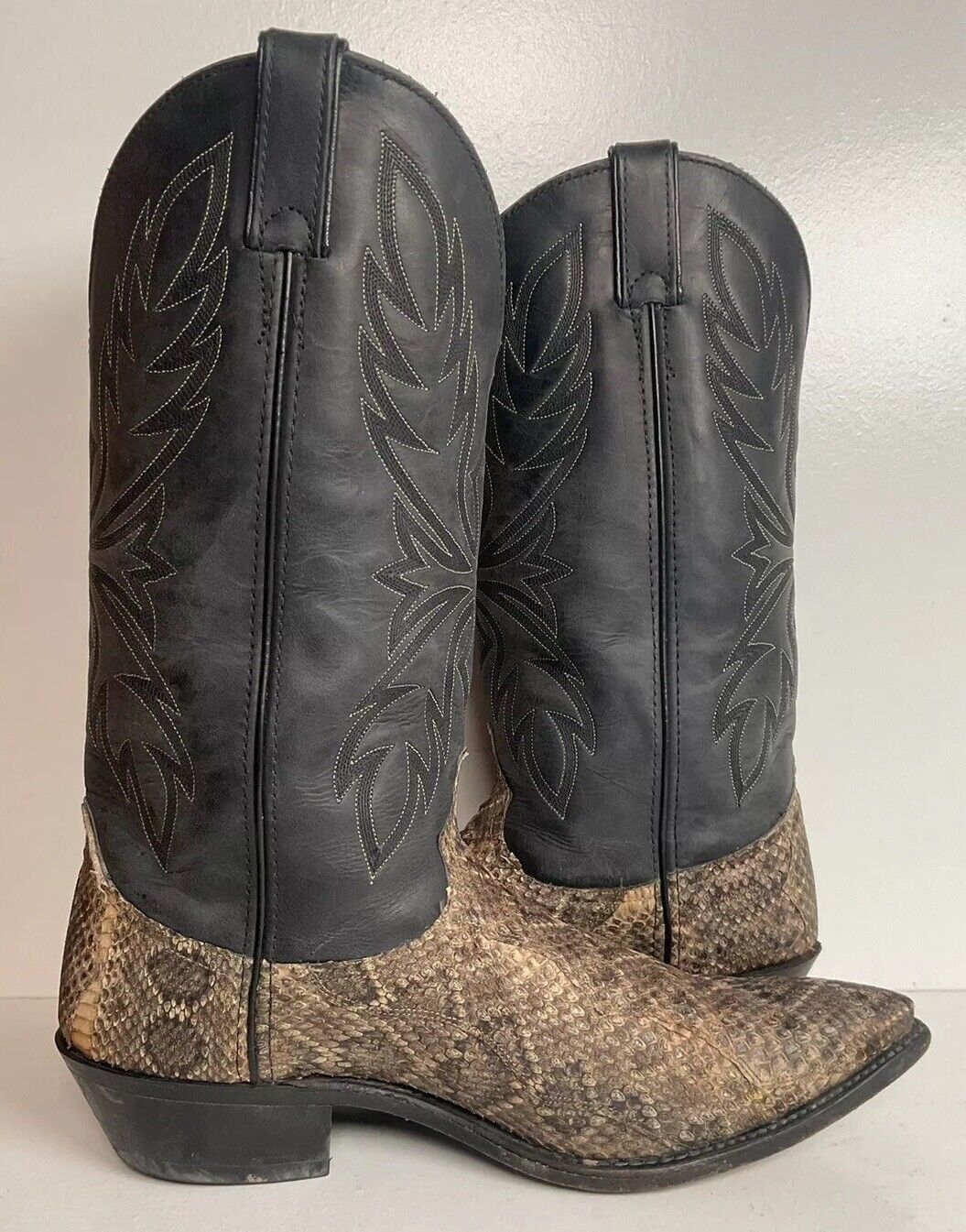 Code West For Dan Post Diamondback Rattlesnake Cowboy Boots 11 M Snip Toe