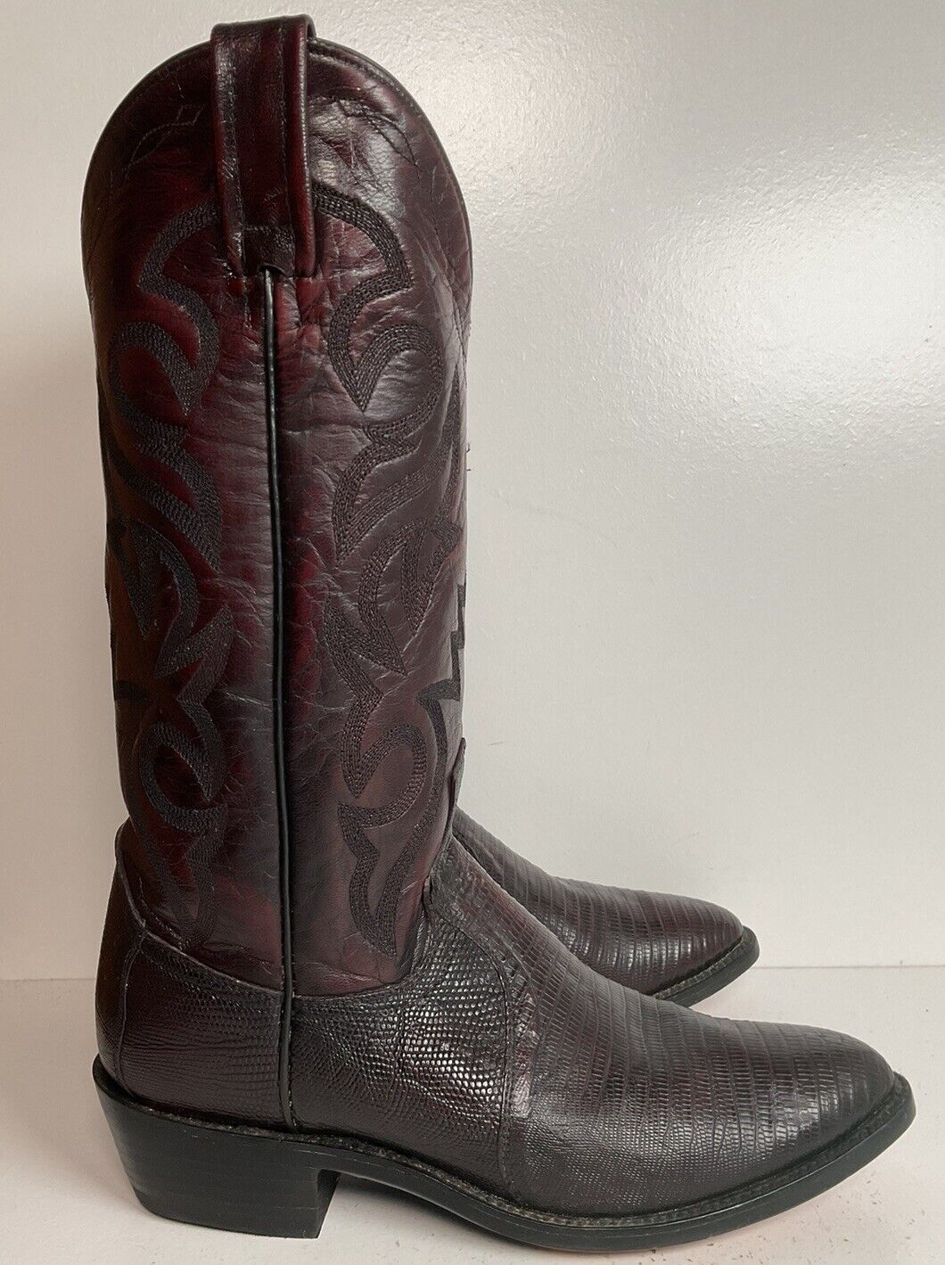 Dan Post Black Cherry Teju Lizard Cowboy Boots 8 D