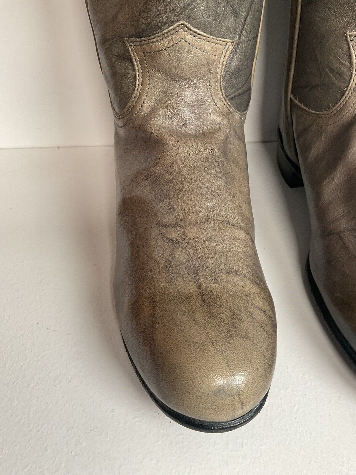 Vintage Justin Grey Marbled Campus Riding Boots 7 B USA Made