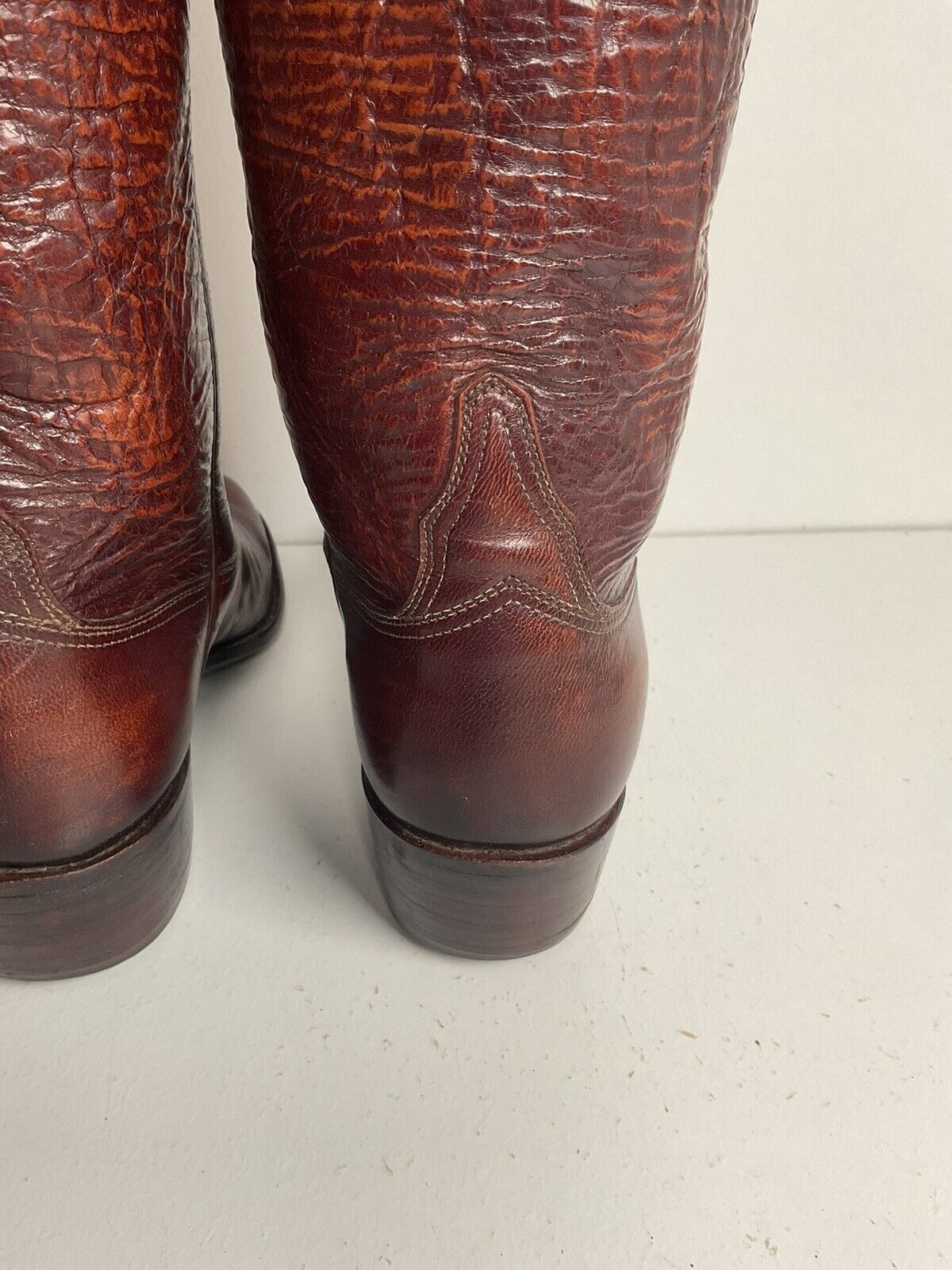 Vintage Lucchese San Antonio Leather Cowgirl Boots 6.5 C Stove Pipe