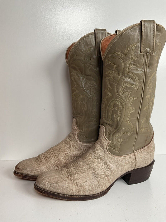 Vintage Justin Old White Label Cowboy Boots 9.5 D Antelope