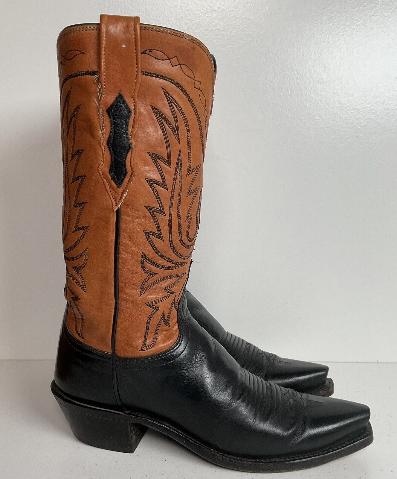 Lucchese 1883 Leather Cowgirl Boots 6.5 B Stitched Rust Brown