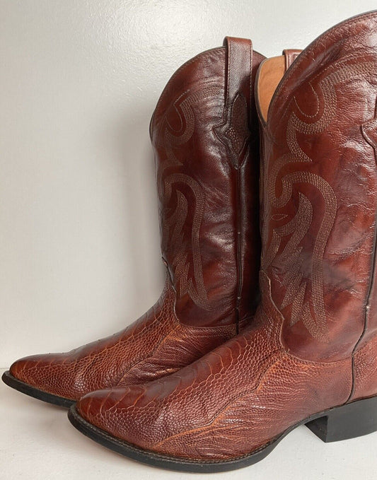 Lucchese For Resistol Ranch Exotic Ostrich Leg Cowboy Boots 11.5 D