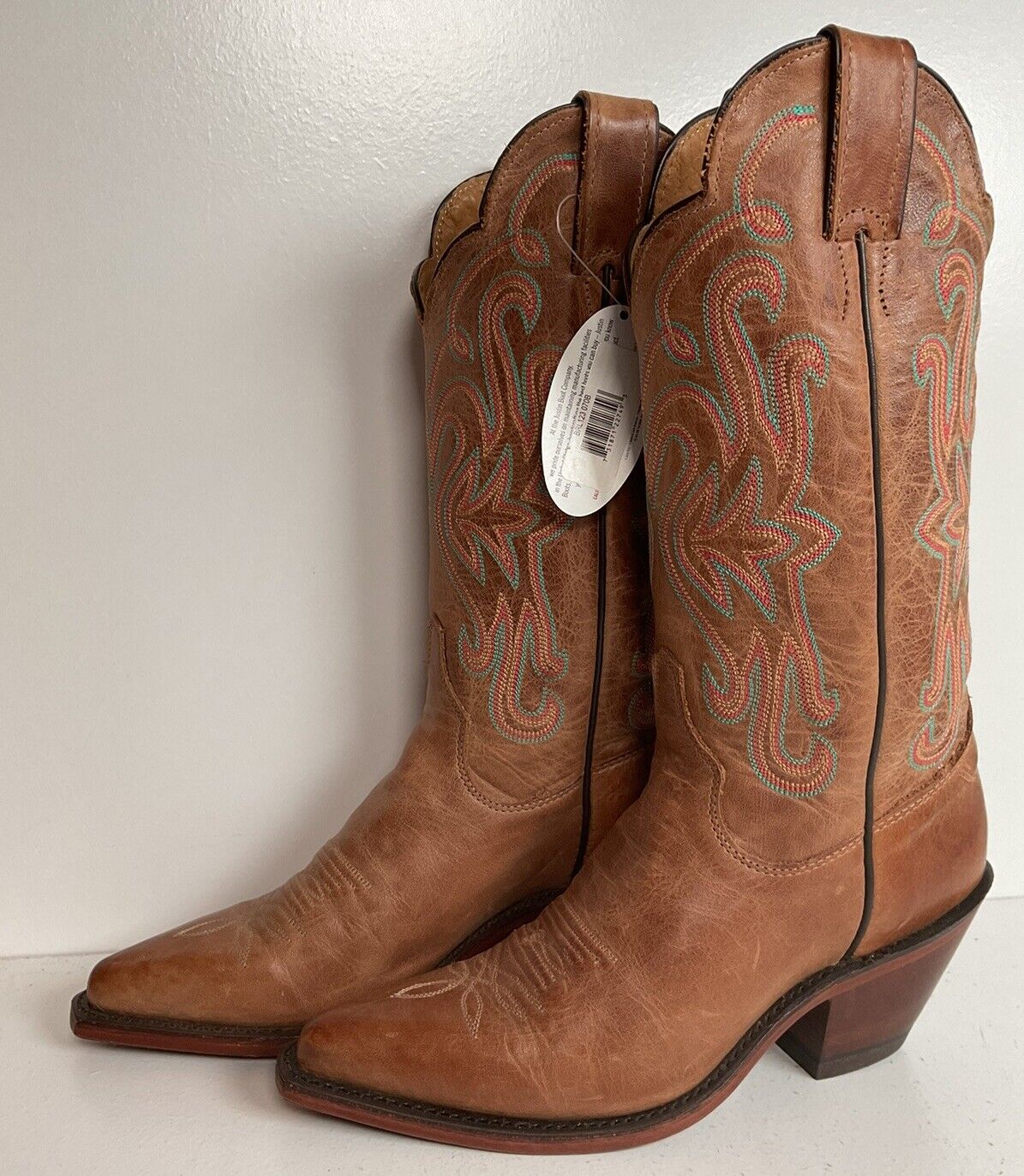 Justin Bent Rail Leather Cowgirl Boots 7 B New Without Box