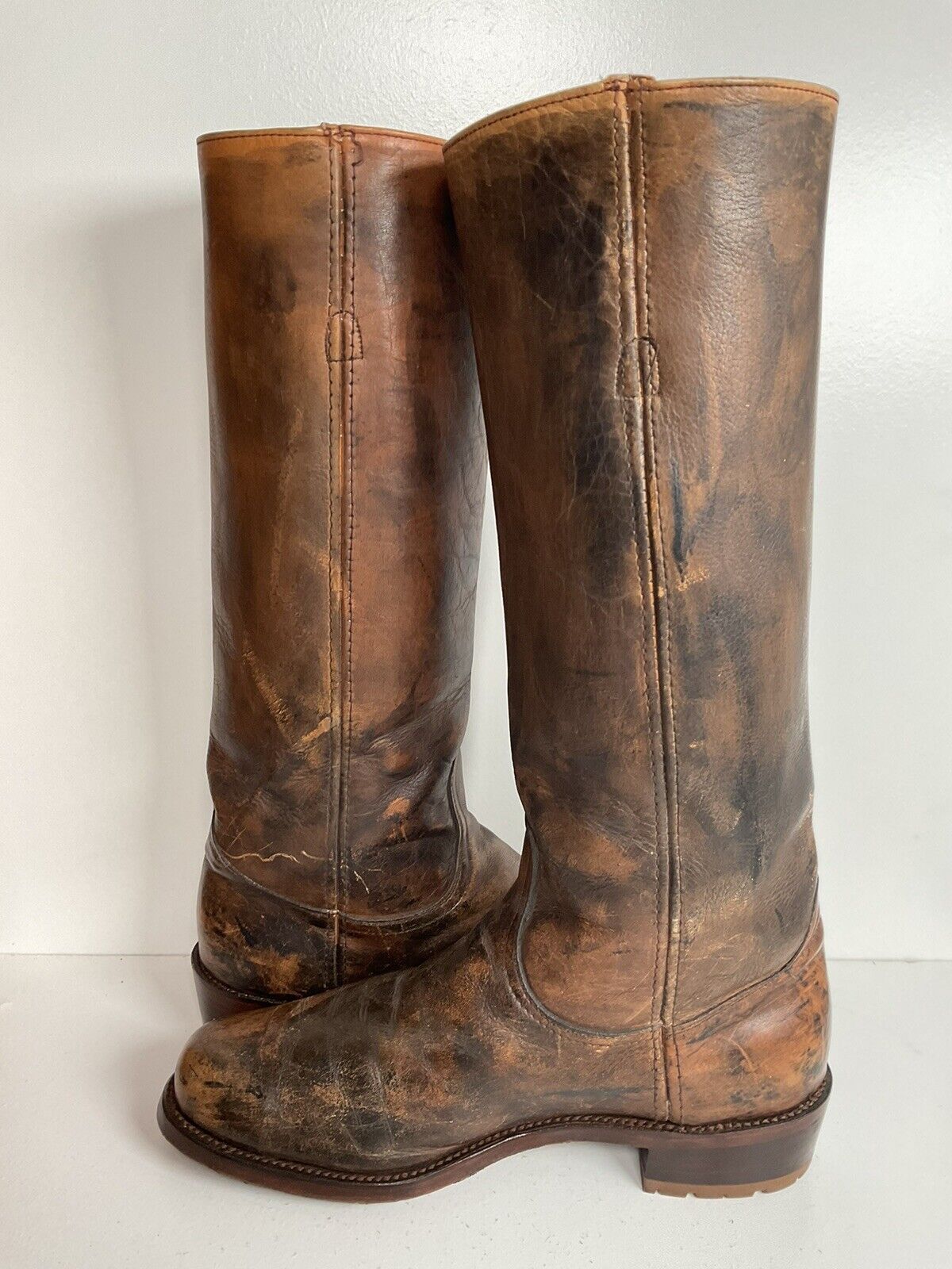 Vintage Frye Men’s 17” Campus Boots 9.5 EE Black Label Distressed New Soles