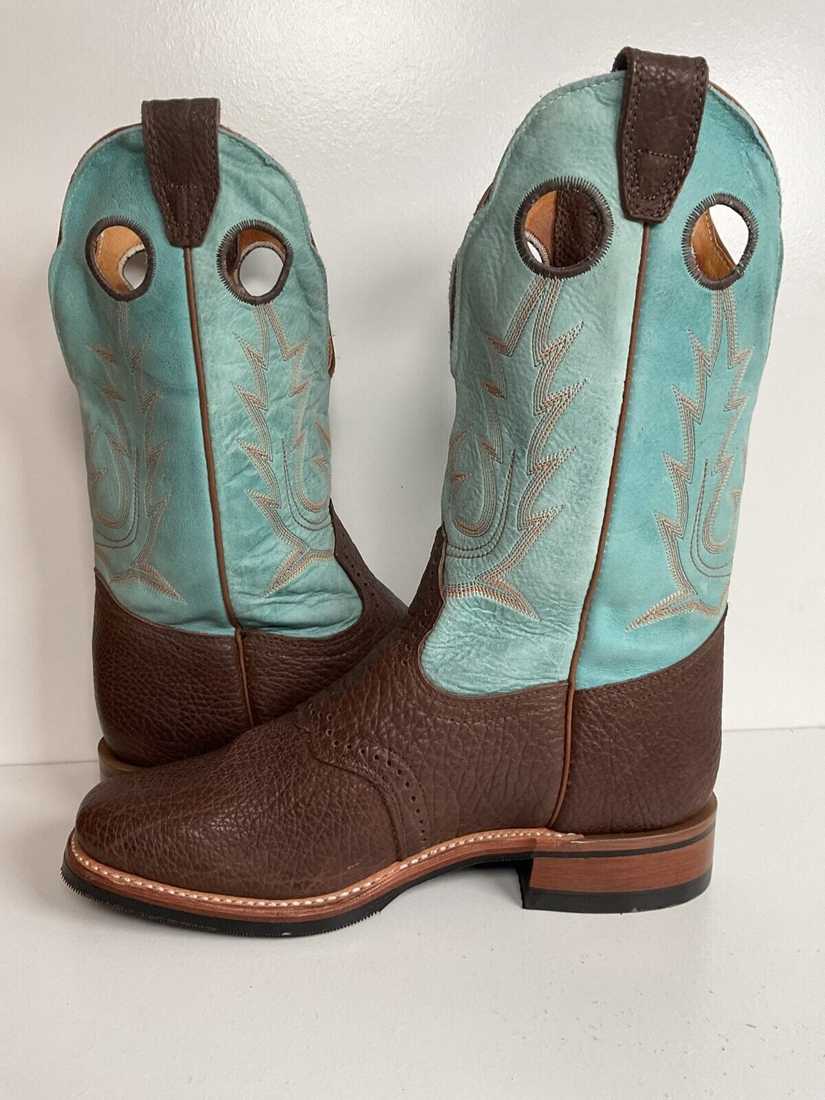 Boulet Turquoise Buckaroo Cowgirl Boots 9.5 C Crepe Sole