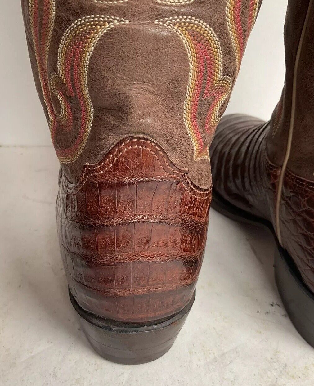 Nocona Exotic Caiman Crocodile Cowboy Boots 9 D Belly Cut USA