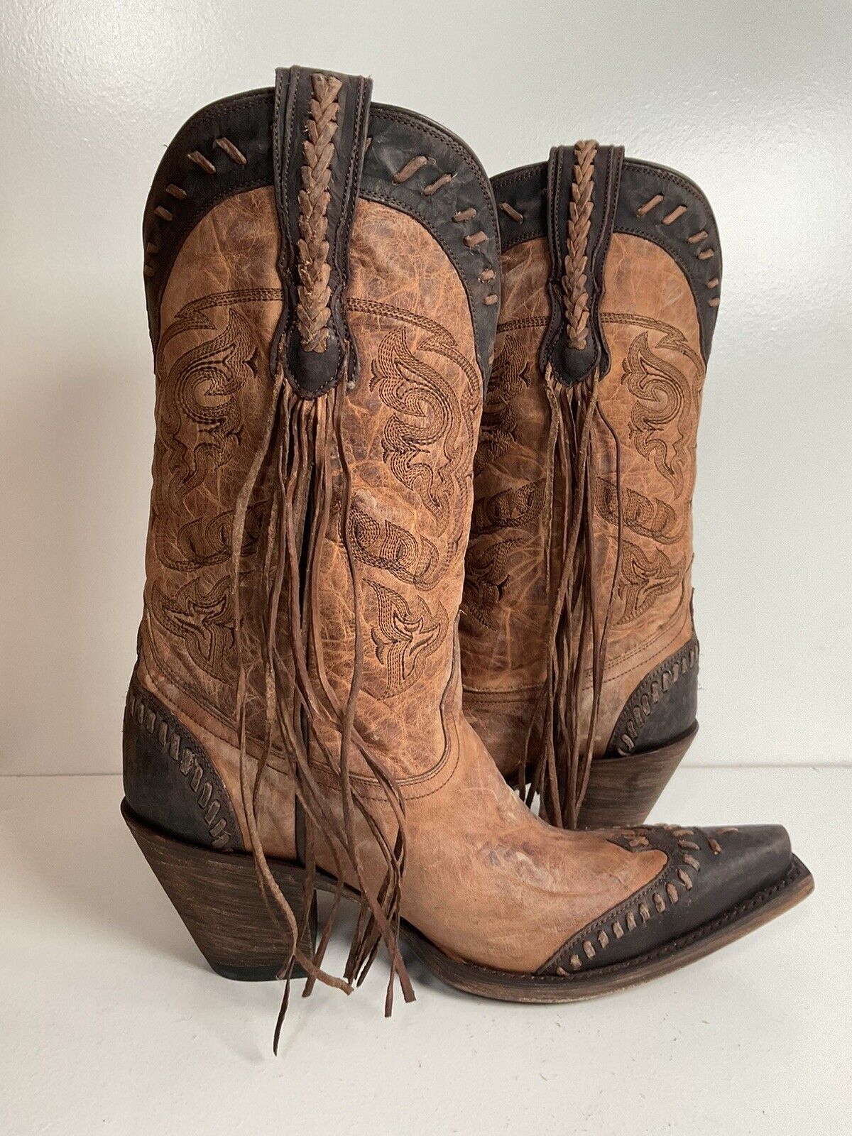 Lucchese Fringe Cowgirl Boots 9 B Wingtip New Without Box