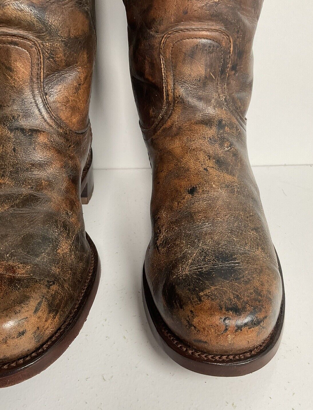 Vintage Frye Men’s 17” Campus Boots 9.5 EE Black Label Distressed New Soles