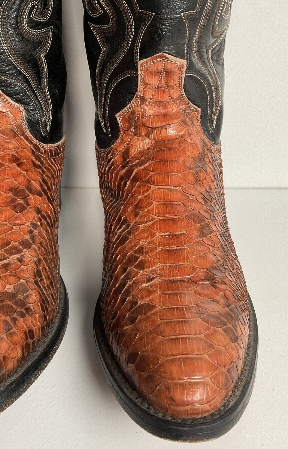 Dan Post Rust Brown Python Snakeskin Cowboy Boots 9 D Back Cut