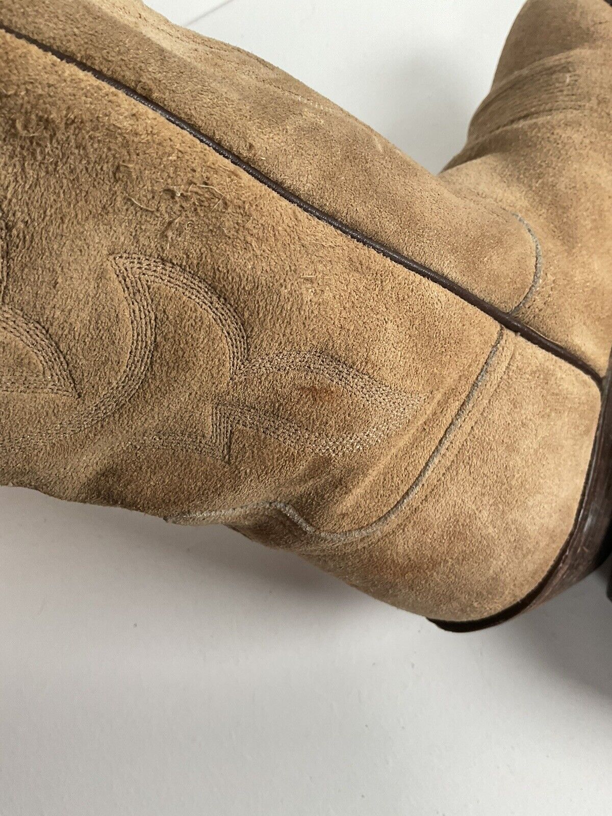 Vintage Lucchese Full Rough Out Suede Cowgirl Boots 8 B Billy Martin’s Custom